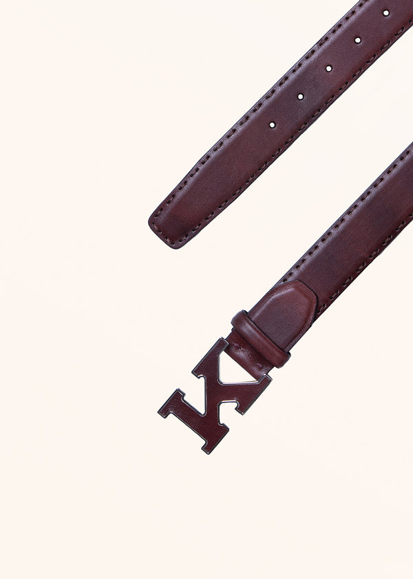 Kiton dark brown belt for man, in calfskin