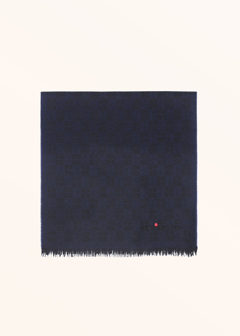 Kiton blue scarf for man, in cashmere