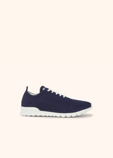 Kiton navy blue shoes for man, in cotton