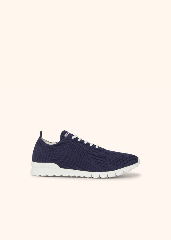 Kiton navy blue shoes for man, in cotton