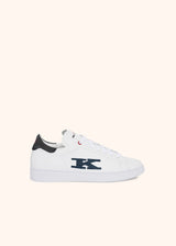 Kiton white/asphalt sneakers shoes for man, in calfskin