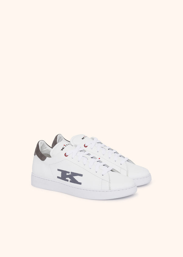 Kiton white/lead sneakers shoes for man, in calfskin 2