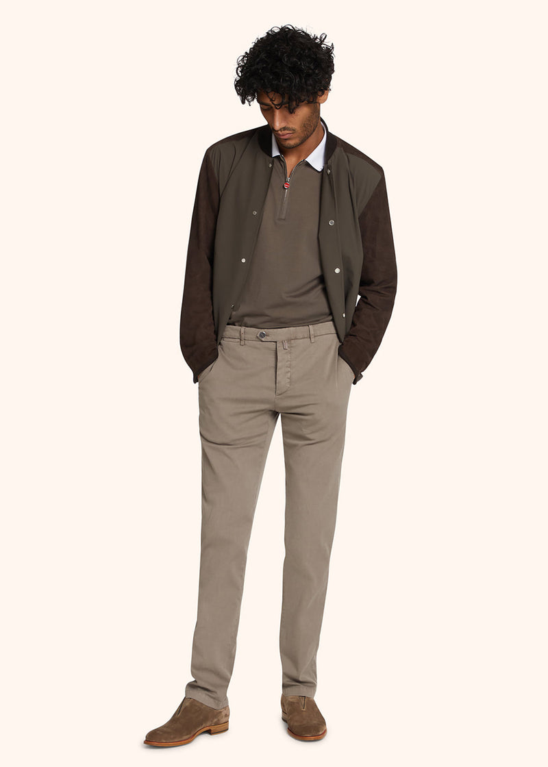 Kiton brown blouson for man, in polyamide/nylon 5