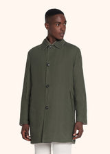 Kiton dark green coat for man, in linen 2