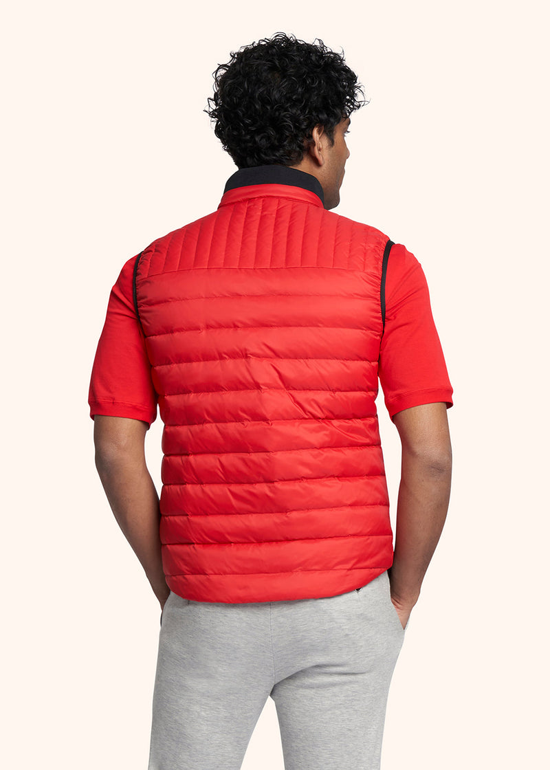 Kiton red vest for man, in polyamide/nylon 3